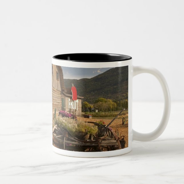 CANADA, British Columbia, Enderby. Log Barn Two-Tone Coffee Mug (Right)