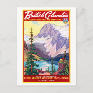 Canada British Columbia Vintage Poster Restored Postcard