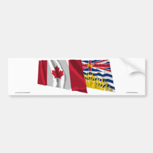 Canada & British Columbia Waving Flags Bumper Sticker