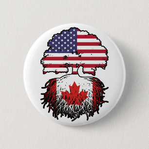 Canada Canadian American USA Tree Roots Flag 6 Cm Round Badge