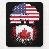 Canada Canadian American USA Tree Roots Flag