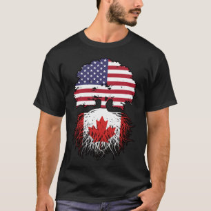 Canada Canadian American USA Tree Roots Flag T-Shirt