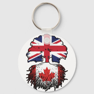 Canada Canadian British UK Tree Roots Flag Key Ring