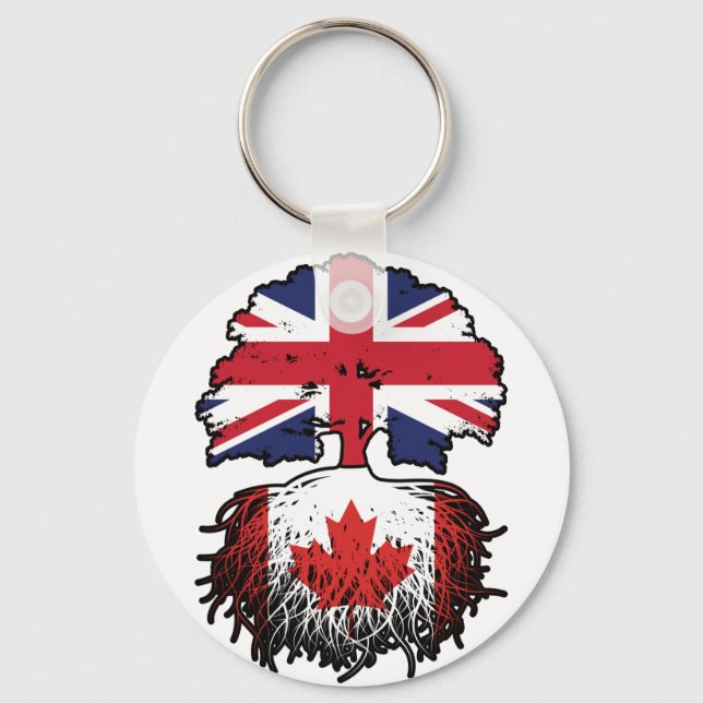 Canada Canadian British UK Tree Roots Flag Key Ring (Front)