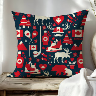 Canada Canadian Christmas Winter Moose Pattern Cushion