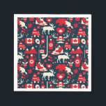 Canada Canadian Christmas Winter Moose Pattern Napkin<br><div class="desc">Canada Canadian Christmas Winter Moose Pattern Napkin. Beautiful red and white winter Canadian elements against a navy blue background. Accented with a moose,  christmas trees,  Canada flag,  maple leaf,  and ice skates. Perfect for xmas and the holidays.</div>