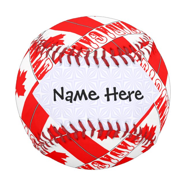 Canada Canadian Flag Tiled Personalised  Baseball (Front)