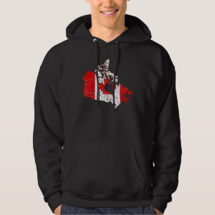 Canada Canadian flag with Canada map distressed Hoodie