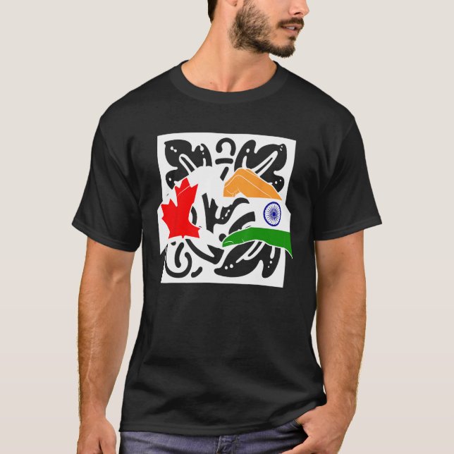 Canada Canadians India Indian Mixed DNA Flag T-Shirt (Front)