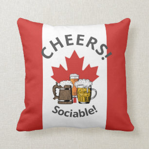 CANADA Cartoon 3 Cheers 'Sociable!' Cushion