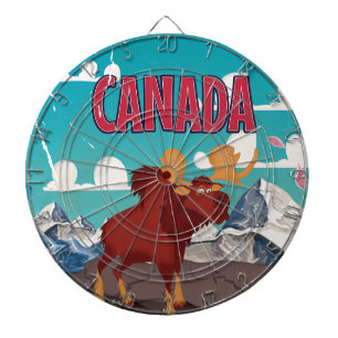 Canada Cartoon Vintage Moose Poster Dartboard