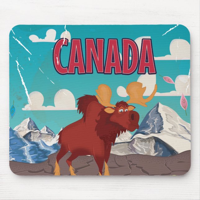 Canada Cartoon Vintage Moose Poster Mouse Pad (Front)