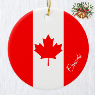 Canada Christmas Ornament, Canadian Flag Ceramic Ornament