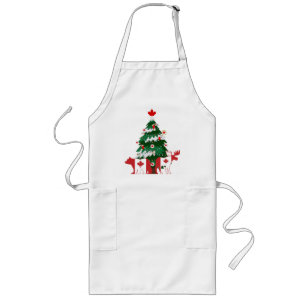 Canada Christmas Tree Canadian Ugly X-mas Sweater Long Apron