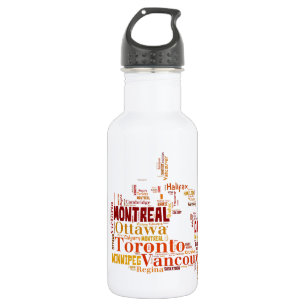 Canada Cities Word Art 532 Ml Water Bottle