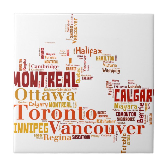 Canada Cities Word Art Tile (Front)