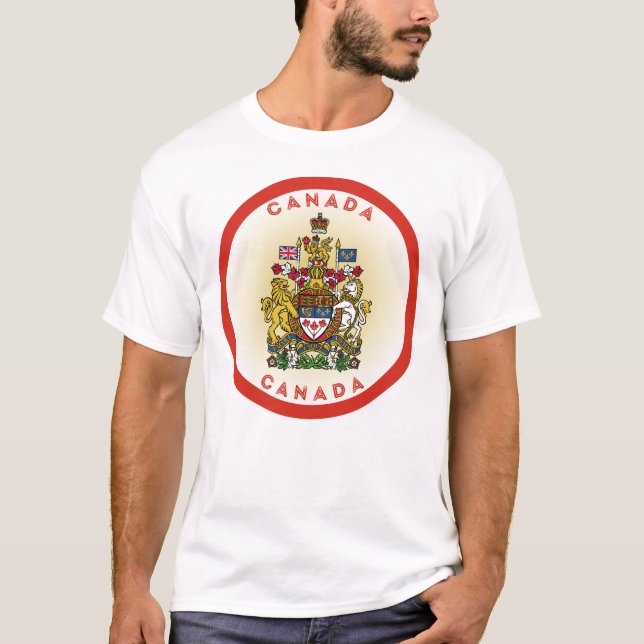 Canada Coat of Arms Circle Shape T-Shirt (Front)