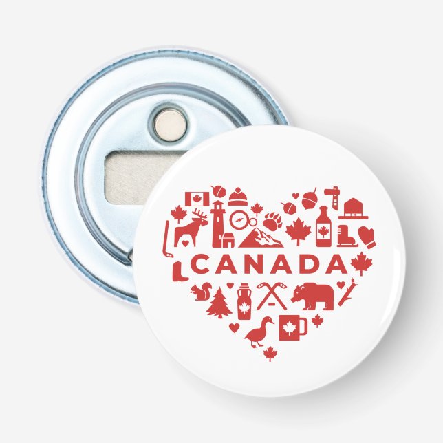 Canada Collage Heart Bottle Opener (Front)