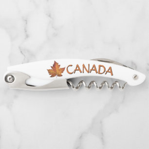 Canada Corkscrew Custom Maple Leaf Bottle Opener