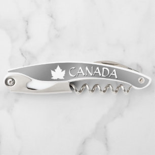 Canada Corkscrew Custom Silver Bottle Opener