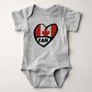 Canada Country Code Flag Heart, CAN Baby Bodysuit