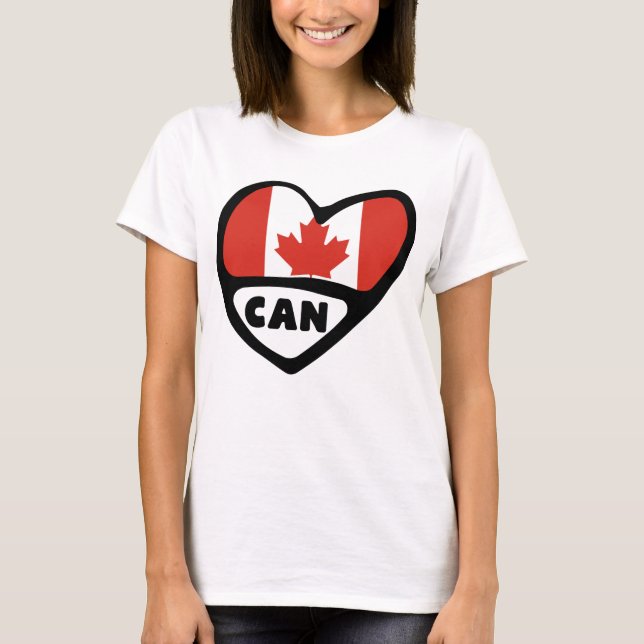 Canada Country Code Flag Heart, CAN T-Shirt (Front)