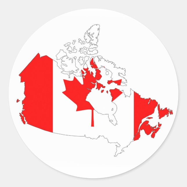 canada country flag map shape silhouette symbol classic round sticker (Front)