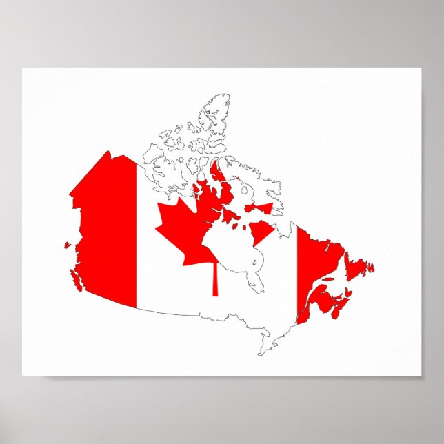 canada country flag map shape silhouette symbol poster (Front)