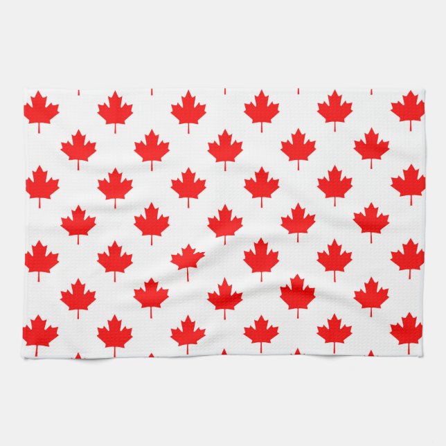 canada country flag symbol maple leaf pattern text tea towel (Horizontal)