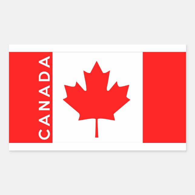 canada country flag symbol name text rectangular sticker (Front)