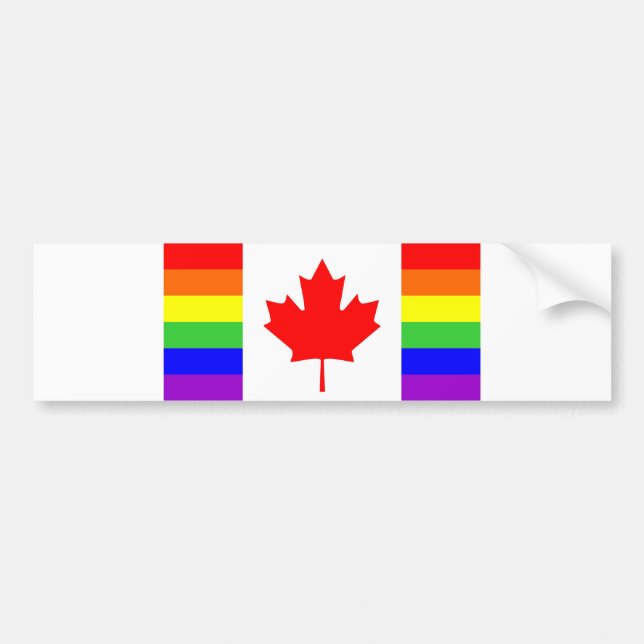 canada country gay flag symbol lesbian homosexual bumper sticker (Front)