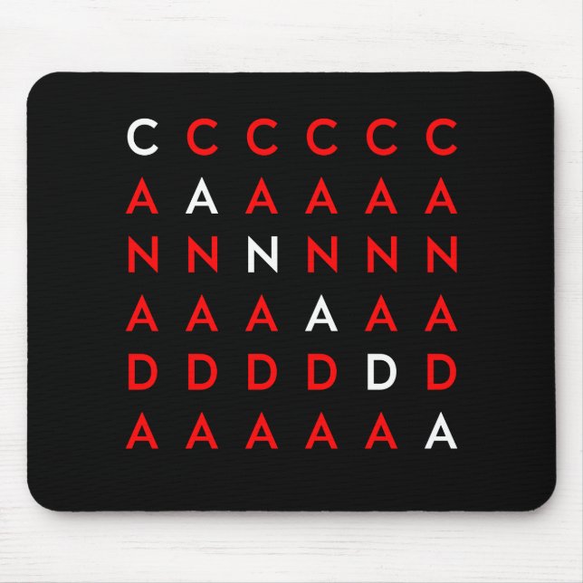 Canada Crossword Puzzle Grid Dark Colour Mouse Pad (Front)