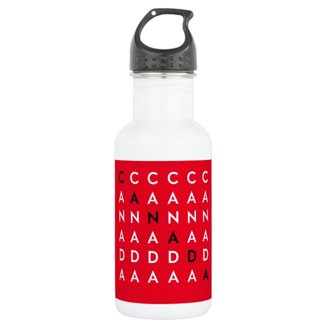 Canada Crossword Puzzle Grid Red Colour 532 Ml Water Bottle (Front)