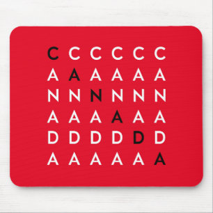 Canada Crossword Puzzle Grid Red Colour Mouse Pad
