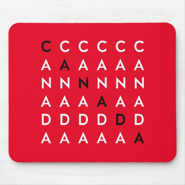 Canada Crossword Puzzle Grid Red Colour Mouse Pad (Front)