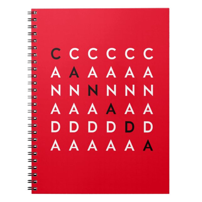 Canada Crossword Puzzle Grid Red Colour Notebook (Front)