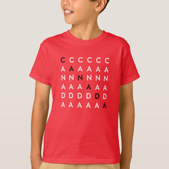 Canada Crossword Puzzle Grid Red Colour T-Shirt (Front)