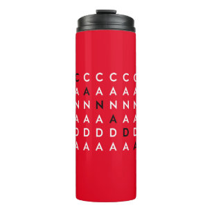 Canada Crossword Puzzle Grid Red Colour Thermal Tumbler