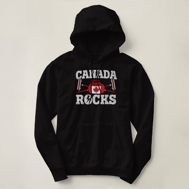 Canada Curling Broom Winter ice Sports Canadian Fl Hoodie (Design Front)