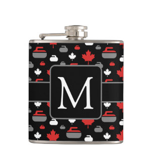 Canada Curling Rocks Flask with Monogram