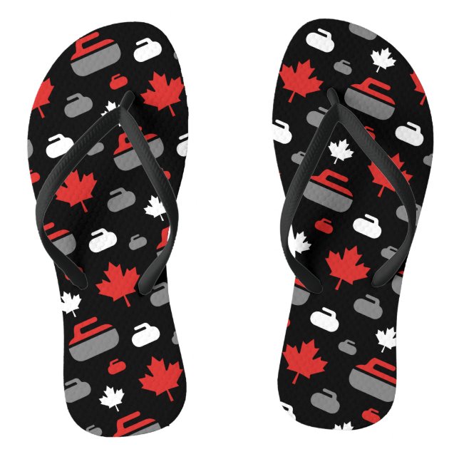 Canada Curling Rocks Flip Flops (Footbed)