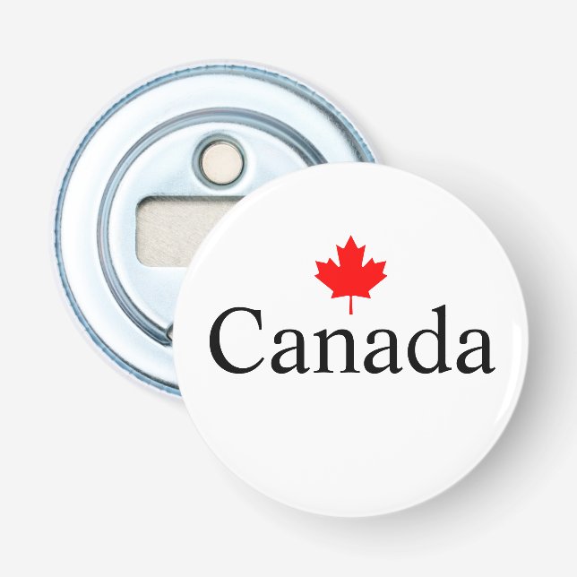 Canada custom text with red maple leaf minimalist bottle opener (Front)