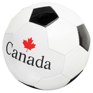Canada custom text with red maple leaf minimalist soccer ball