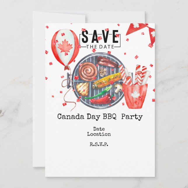 Canada Day Barbecue Invitation Save the Date (Front)