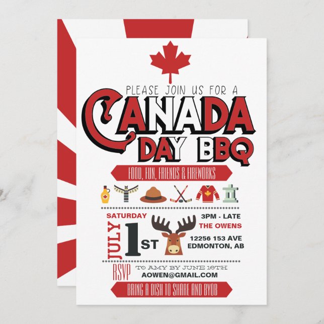 Canada Day BBQ Party Invitation (Front/Back)