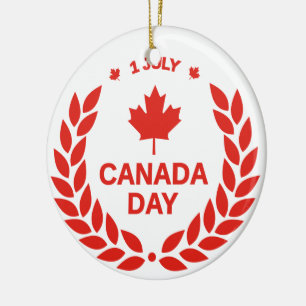 Canada Day Button Ceramic Ornament