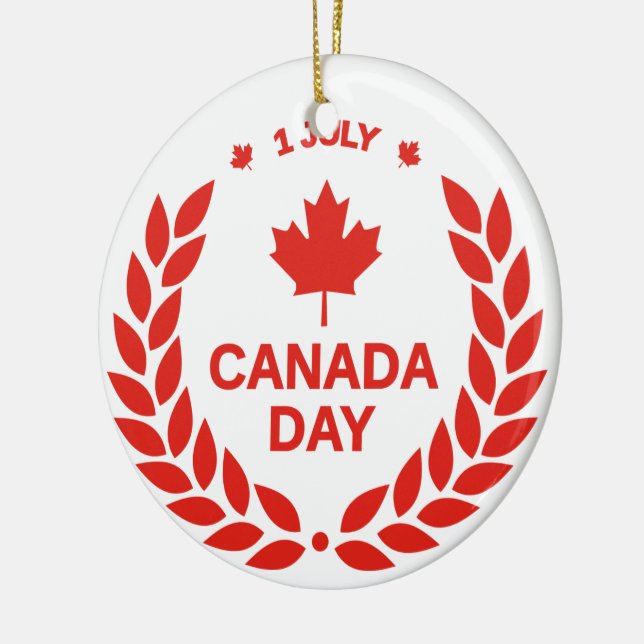Canada Day Button Ceramic Ornament (Left)