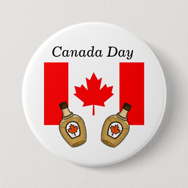 Canada Day Button - Maple Syrup & Flag (Front)