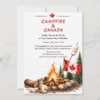 Canada Day Campfire Party Cosy Bonfire BBQ Invitat