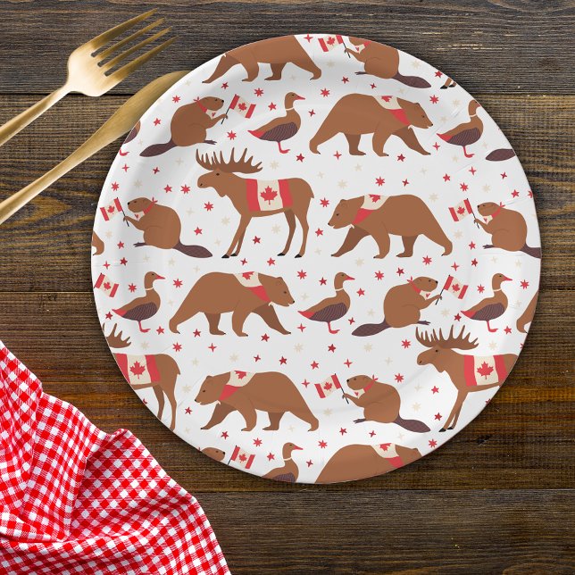 Canada Day Canadian Animals Paper Plate (Creator Uploaded)